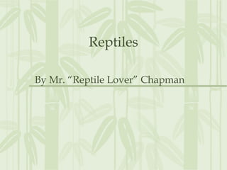 Reptiles
By Mr. “Reptile Lover” Chapman
 