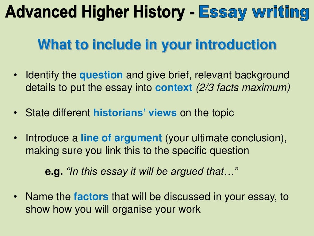 Introduction Advanced Higher History essay
