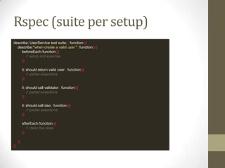 Black box (partitioning)
Register
Username*
Password (6-10 chars including numbers)
Username Password
U1: myNick P1: p4ssw0rd
U2: “empty” P2: p4ss
P3: l4rg3p4ssw0rd
P4: password
Test Cases
myNick, p4ssw0rd √
myNick, p4ss X
myNick, l4rg3p4ssw0rd X
myNick, password X
“empty”, p4ssw0rd X
 
