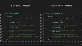 BAD TEXTUAL ASPECTS GOOD TEXTUAL ASPECTS
27
 