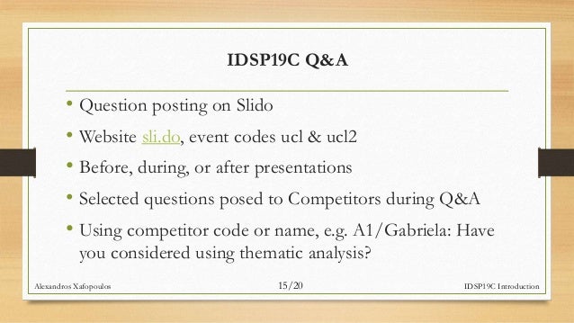 IDSP19C#D - Intro - Alexandros Xafopoulos - IDSP19C Introduction