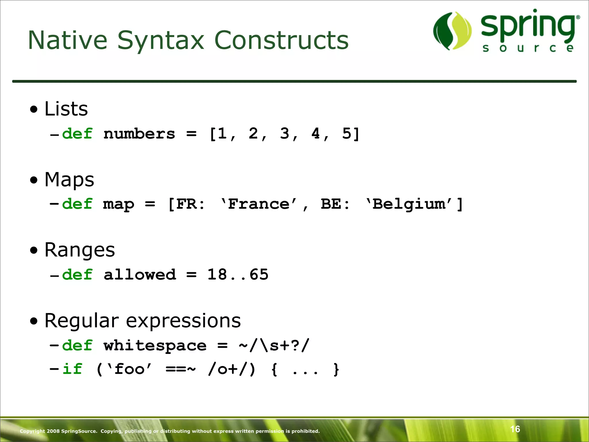 Introduction to Groovy and what's New in Groovy 1.6 - SpringOne Europe 2009