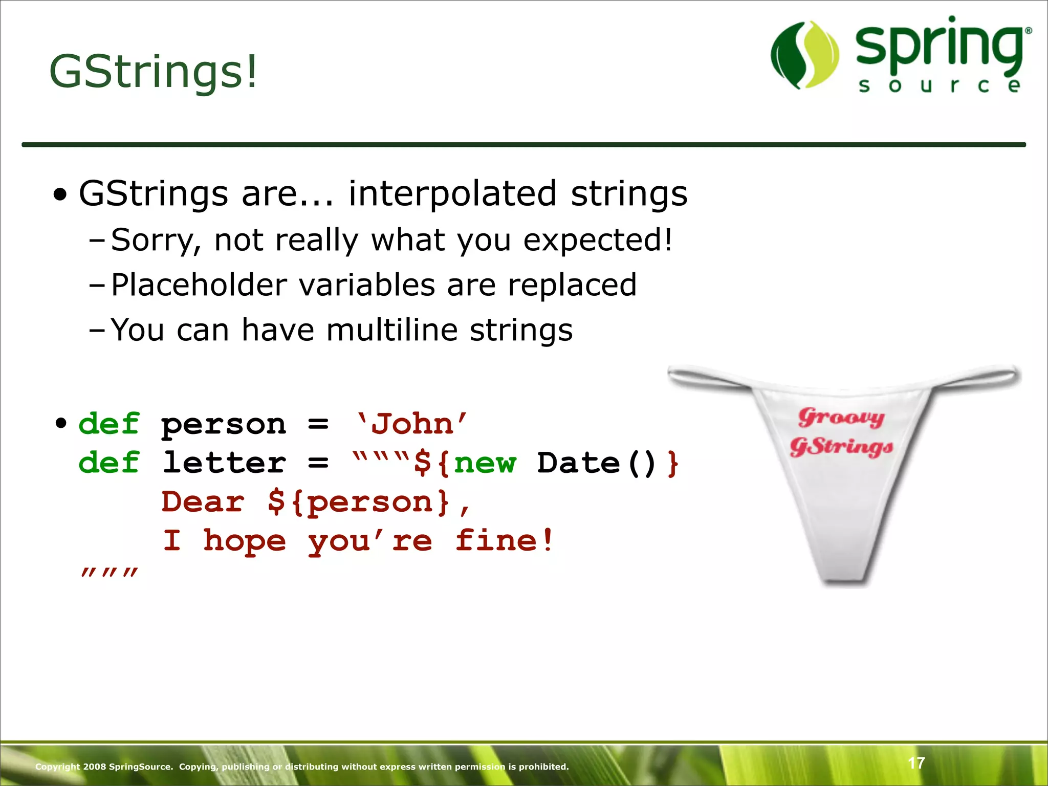 Introduction to Groovy and what's New in Groovy 1.6 - SpringOne Europe 2009