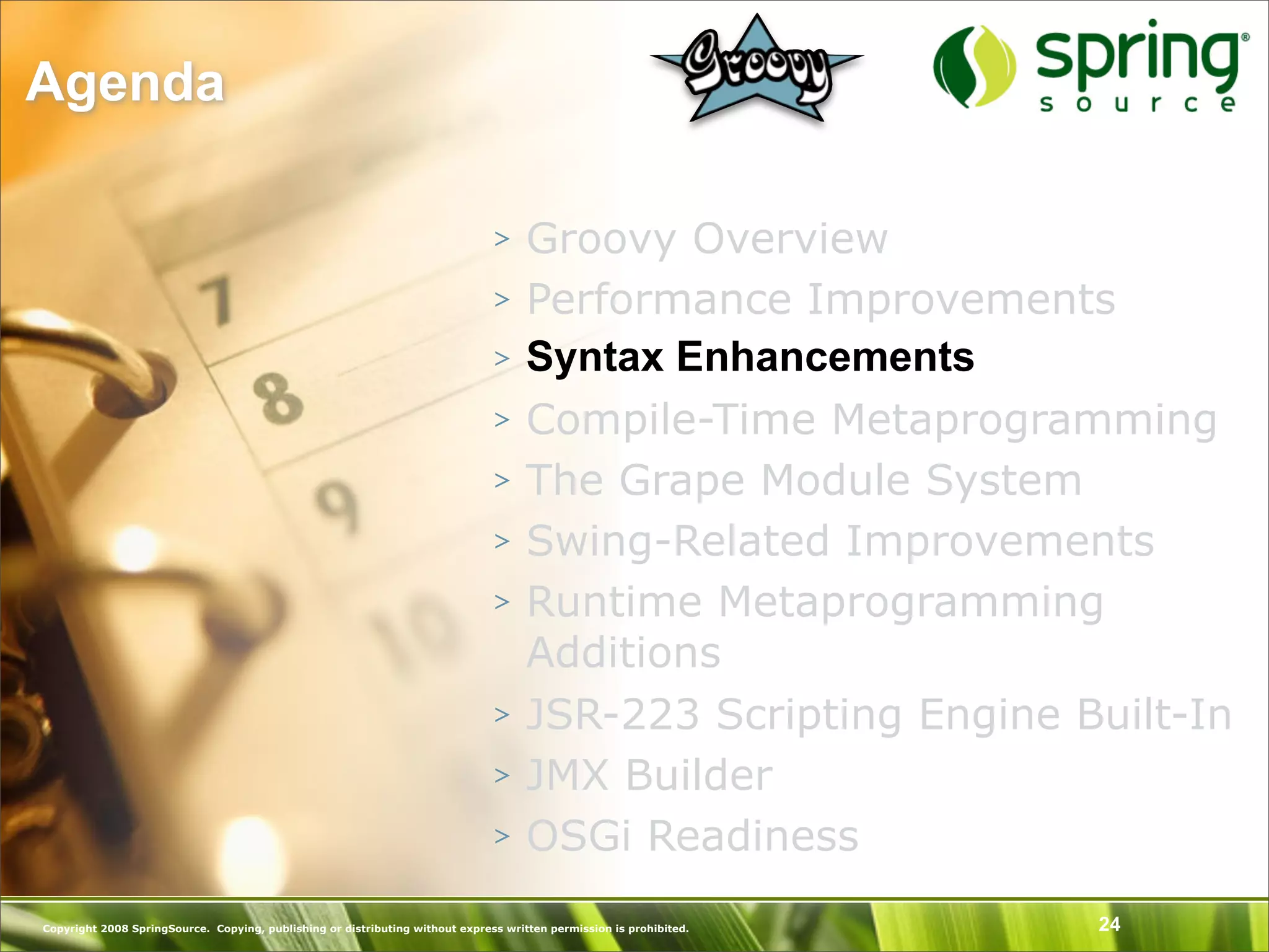 Introduction to Groovy and what's New in Groovy 1.6 - SpringOne Europe 2009