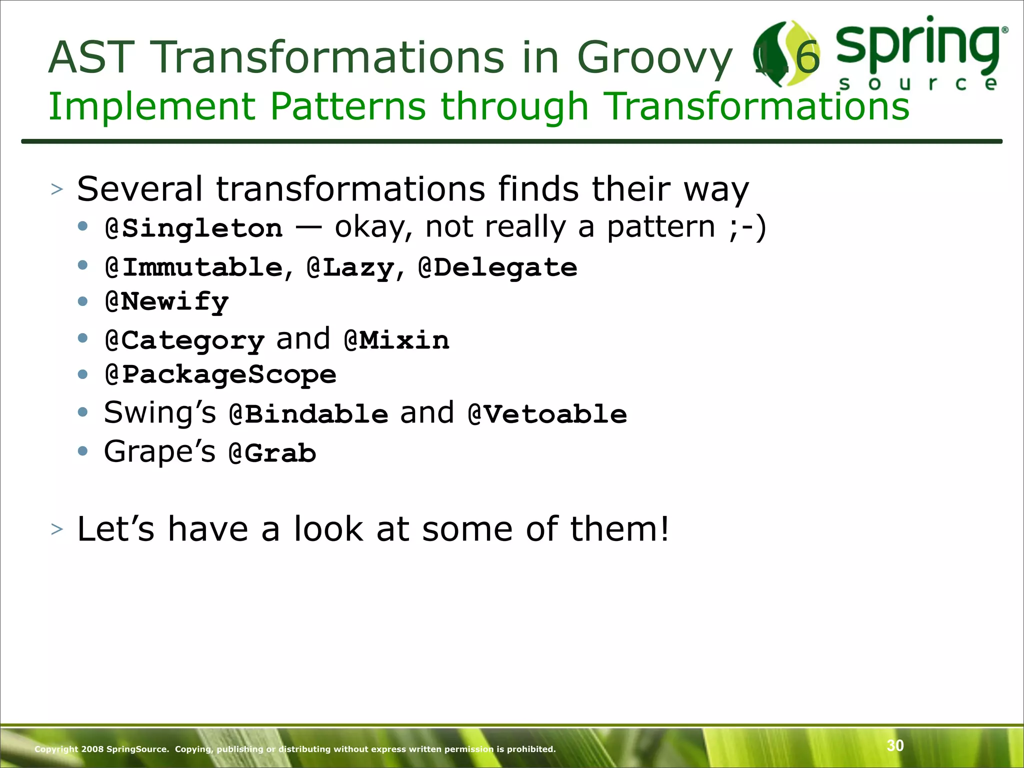 Introduction to Groovy and what's New in Groovy 1.6 - SpringOne Europe 2009