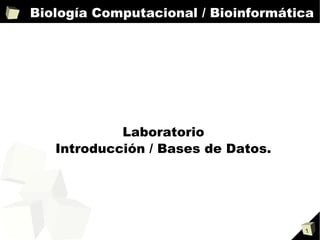 Biología Computacional / Bioinformática




            Laboratorio
   Introducción / Bases de Datos.




                                     1
 