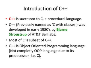 Introduction Of C++ | PPTX