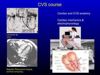 Magnetic Resonance Imaging
and fast computing
Leonardo da
Vinci
1452-1519
CVS course
Cardiac and CVS anatomy
Cardiac mechanics &
electrophysiology
 