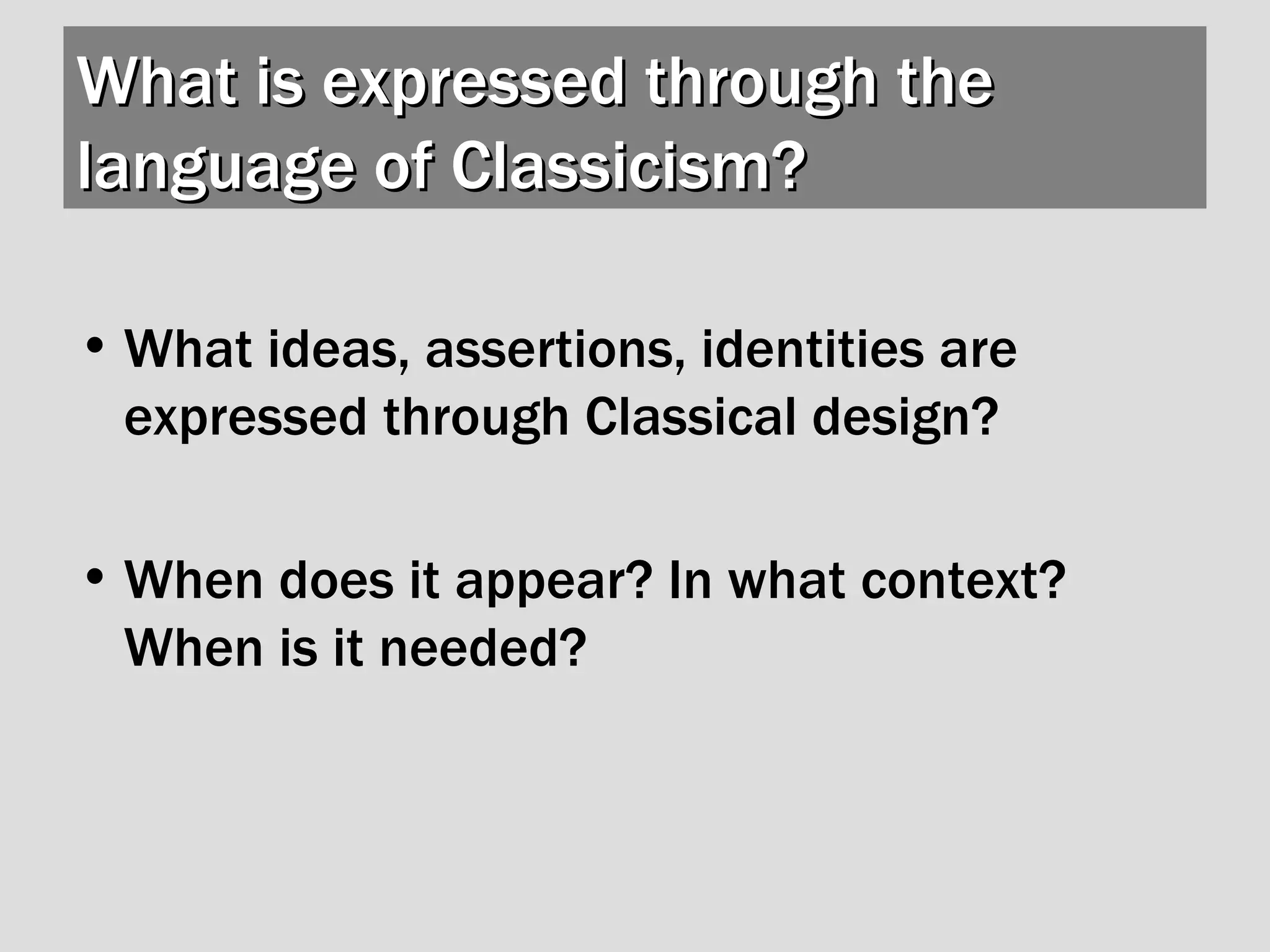 Intro Classicism Ppt Free Download