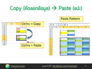inwexcel.com พูดคุยกันได้ที่ facebook.com/inwexcel

23
Ctrl+c = Copy
Ctrl+v = Paste
Paste Pattern
 