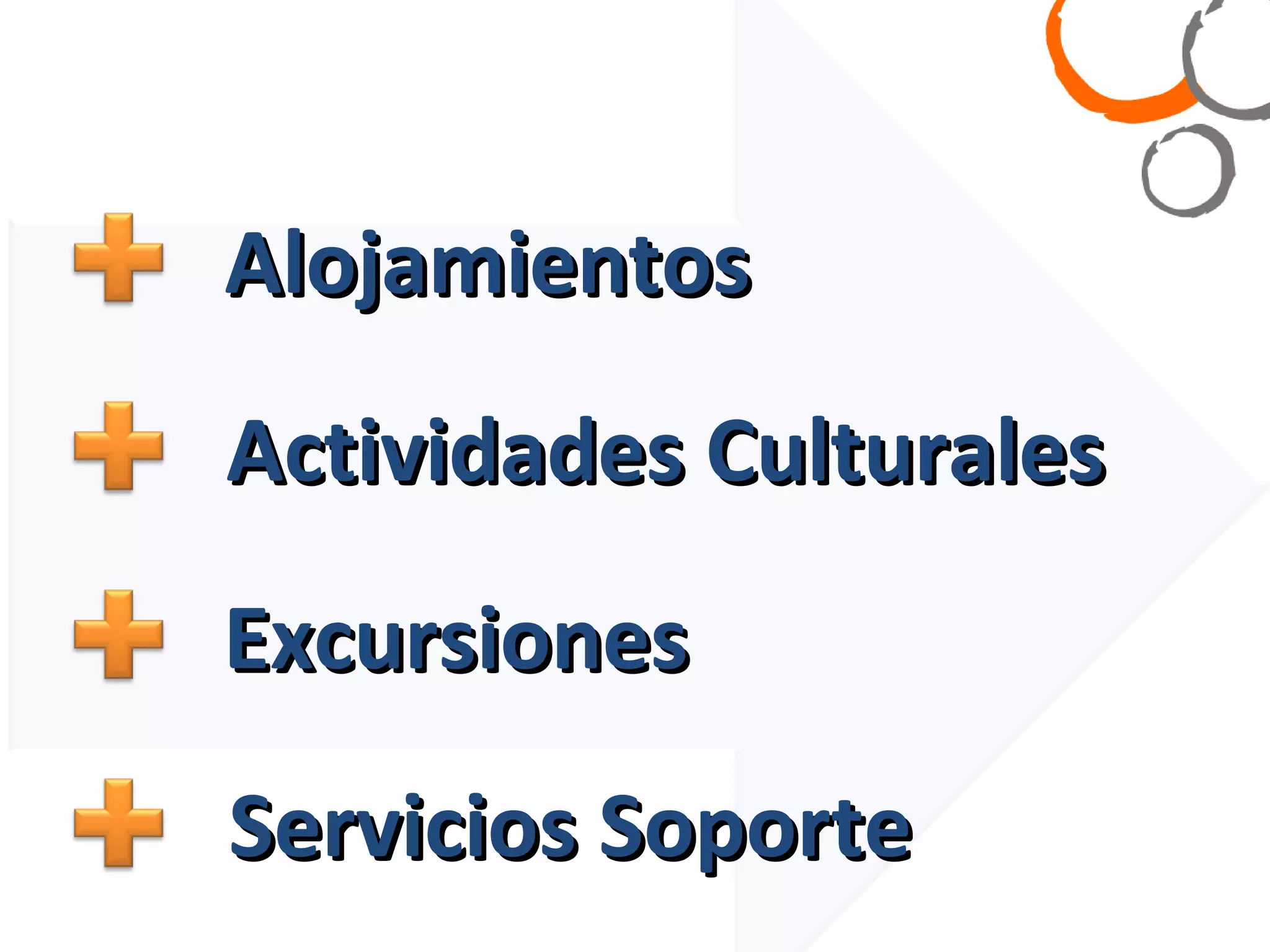 Alojamientos Actividades Culturales Excursiones Servicios Soporte 