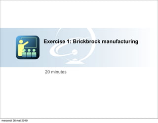 Exercise 1: Brickbrock manufacturing




                       20 minutes




mercredi 26 mai 2010
 