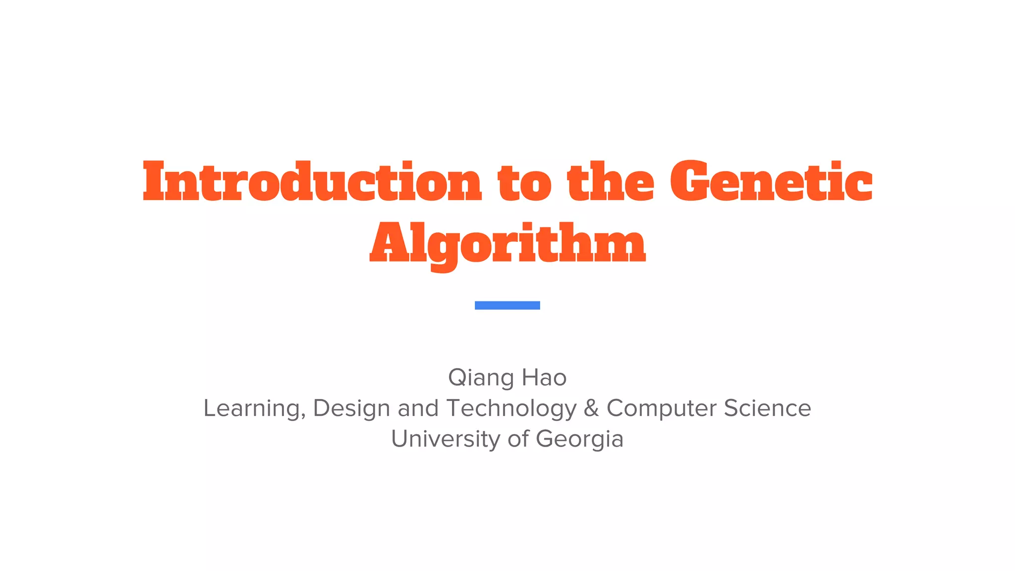 Introduction to the Genetic Algorithm | PDF