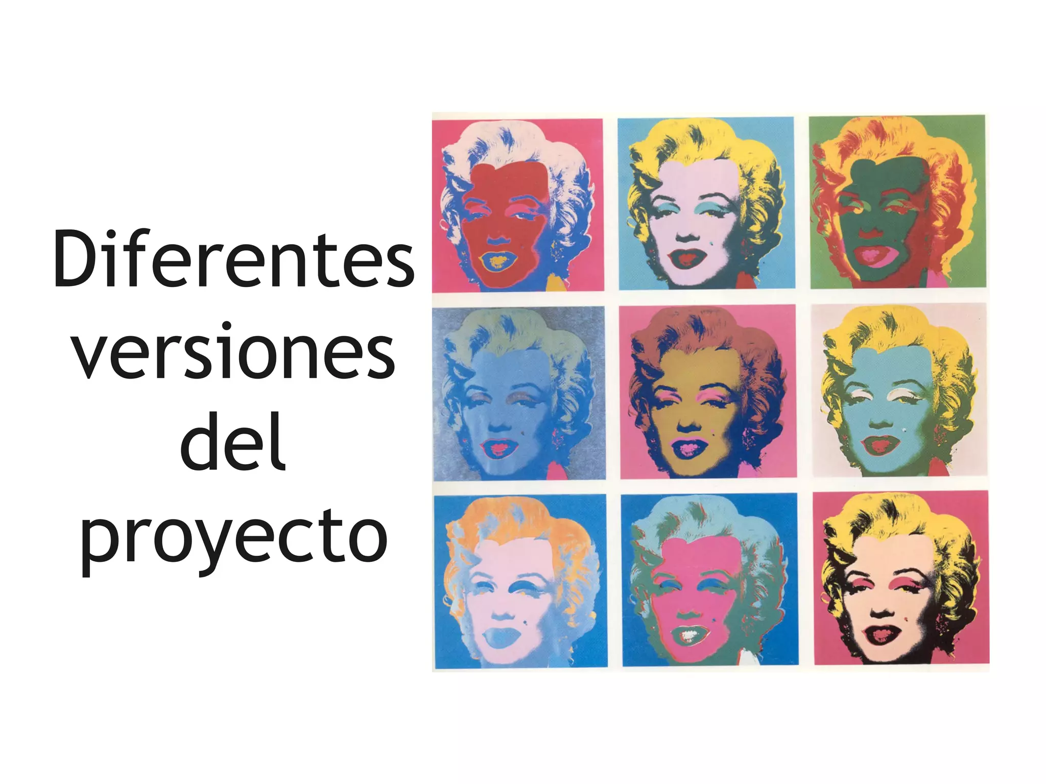 Diferentes
versiones
    del
 proyecto
 