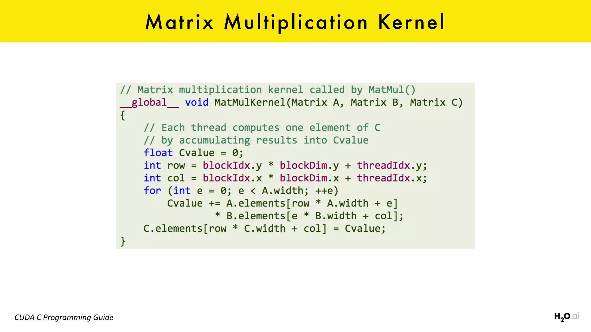 Matrix Multiplication Kernel
CUDA	C	Programming	Guide
 