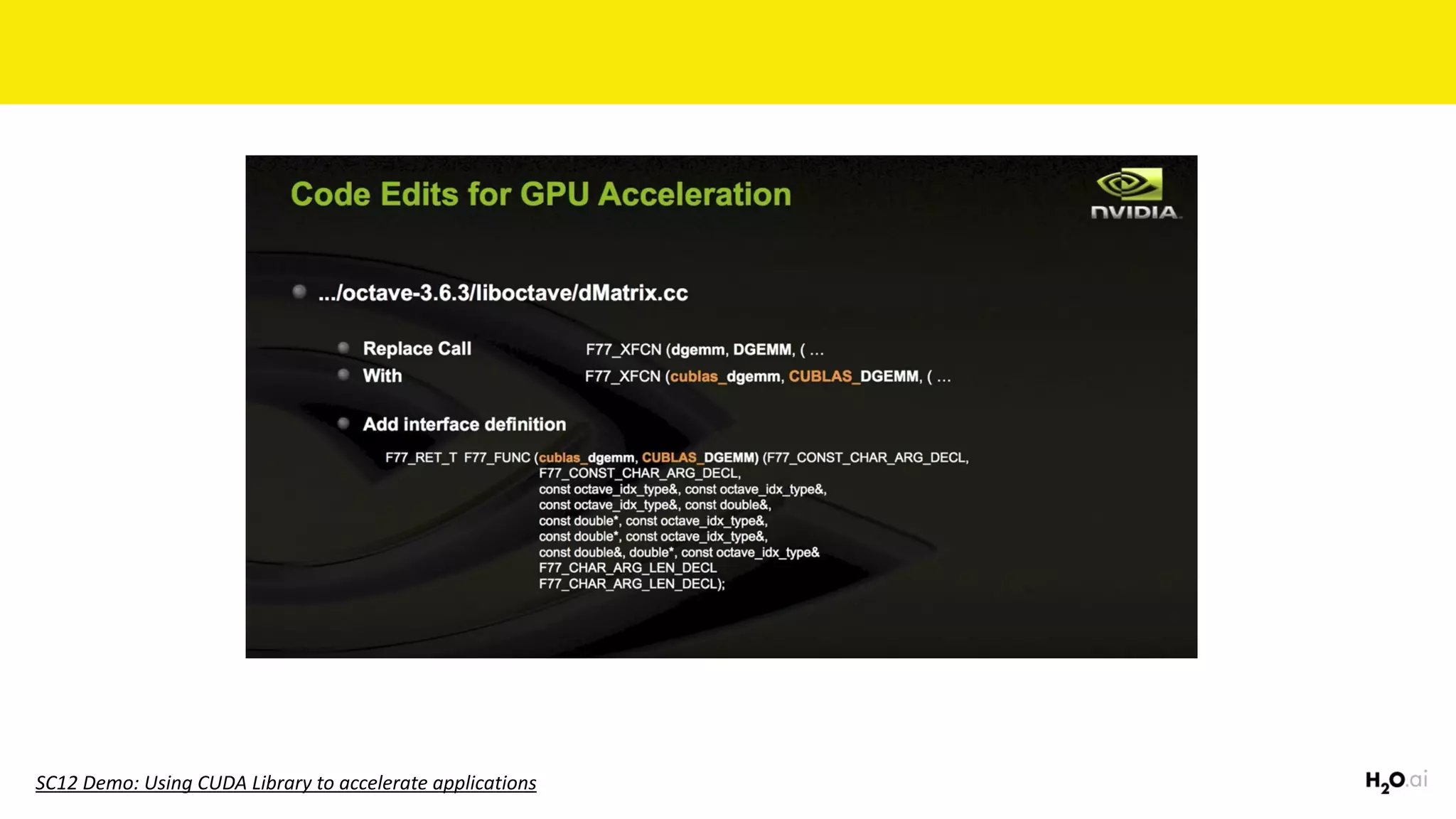 SC12	Demo:	Using	CUDA	Library	to	accelerate	applications
 