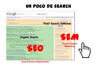 146
Un poco de search
SEO
Search Engine Optimization
SEM
Search Engine
Marketing
 