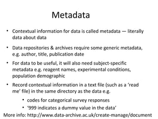 Generic Metadata Introduction to Research Data Management for postgraduate students | PPT
