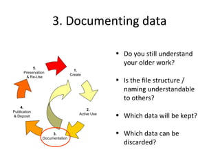3. Documenting data

                                                  • Do you still understand
                         ...