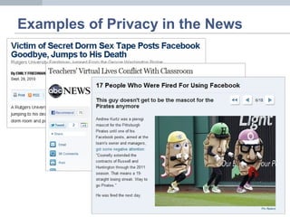 Examples of Privacy in the News
 
