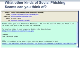What other kinds of Social Phishing
Scams can you think of?
 
