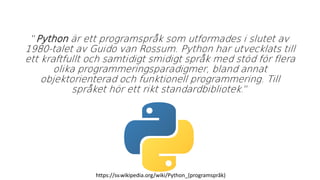 HT19 - DA354A - Introduktion till Python | PDF