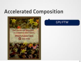 Accelerated Composition
                    GPU FTW




                              36
 