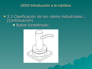 UD03 Introducción a la robótica. 3.3 Clasificación de los robots industriales... (Continuación) Robot Vertebrado: 