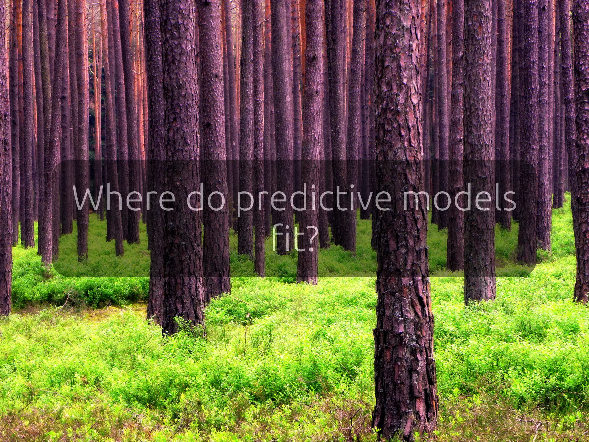 Where do predictive models
ﬁt?
21 / 54
 