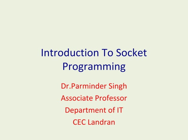 Socket Programming | PPT
