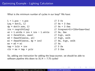 SPU Optimizations - Part 2 | PDF