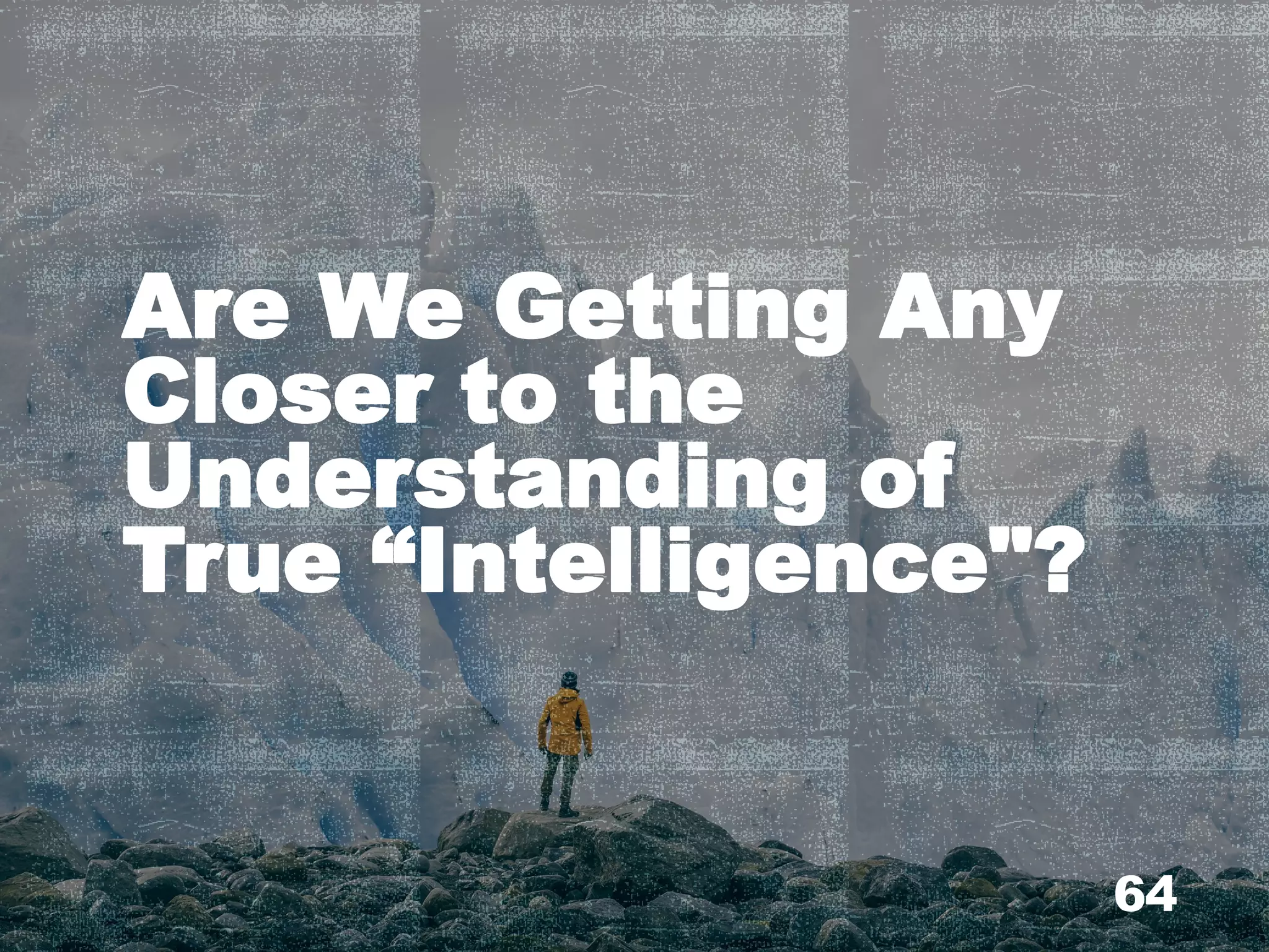 Are We Getting Any
Closer to the
Understanding of
True “Intelligence"?
64
 