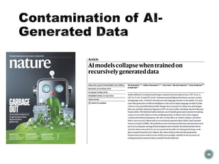 Contamination of AI-
Generated Data
60
 