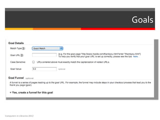 Goals




Computers in Libraries 2012
 