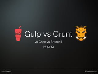 @TheMattBruntIntro to Gulp
Before I talk about Gulp
 
