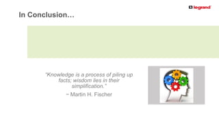 PRODUCT LINE
“Knowledge is a process of piling up
facts; wisdom lies in their
simplification.”
− Martin H. Fischer
In Conclusion…
 