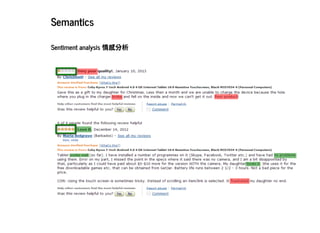 2019/2/17 intro-to-nlp slides
http://127.0.0.1:8000/intro-to-nlp.slides.html?print-pdf#/ 39/89
SemanticsSemantics
Sentiment analysis 情感分析Sentiment analysis 情感分析
 