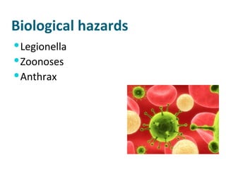 Biological hazards Legionella Zoonoses  Anthrax 