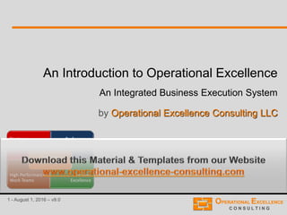 1 - August 1, 2016 – v9.0
An Introduction to Operational Excellence
An Integrated Business Execution System
by Operational Excellence Consulting LLC
 