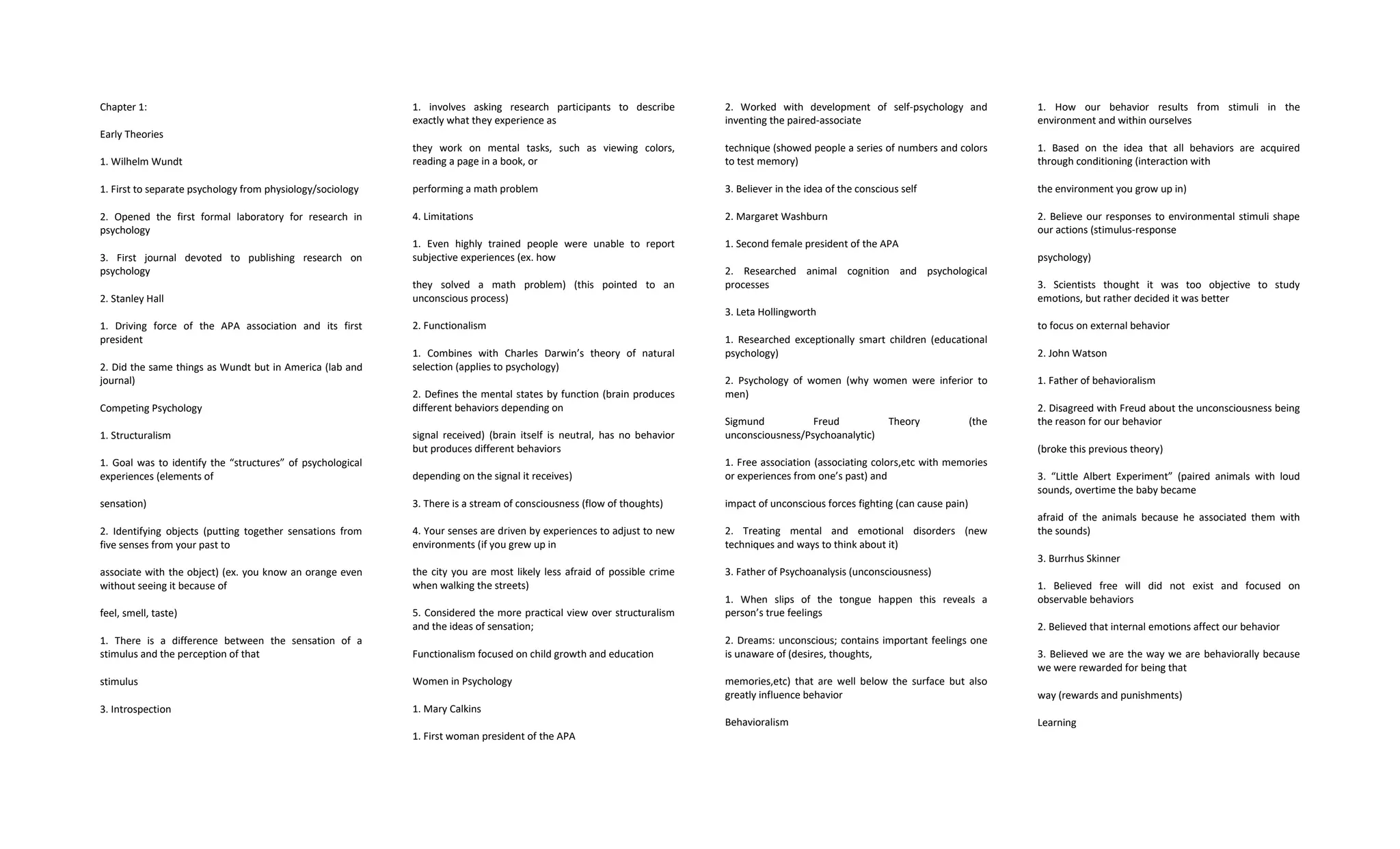 Introduction To Psychology Notes