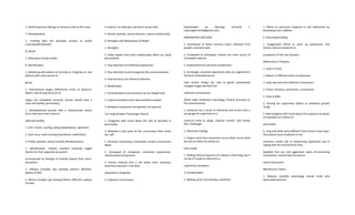 1. Attributing ones feelings to someone else as the cause
7. Rationalization
1. Creating false but plausible excuses to justify
unacceptable behavior
8. Denial
1. Refusing to accept reality
9. Identification
1. Bolstering self-esteem by forming an imaginary or real
alliance with some person or
group
5. Psychosexual Stages (differential zones of pleasure;
libido is the driving force) (If all
stages are completed correctly, person should have a
clear and healthy personality)
1. developmental periods with a characteristic sexual
focus that leave their mark on
adult personality
1. Oral: mouth, sucking, eating (dependency, optimism)
2. Anal: anus, toilet training (cleanliness, orderliness)
3. Phallic: genitals, sexual curiosity (flirtatiousness)
1. Identification: children manifest erotically tinged
desires for their opposite-sex parent,
accompanied by feelings of hostility toward their same-
sex parent
1. Oedipus Complex: boy wanting mothers affection,
jealous of dad
2. Electra Complex: girl wanting fathers affection, jealous
of mom
4. Latency: no body part, period of sexual calm
5. Genital: genitals, sexual interests, mature relationships
6. Strengths and Weaknesses of Model
1. Strengths:
1. Helps explain how early relationships effect our adult
personalities
2. Pays attention to childhood experiences
3. Pays attention to and recognizes the unconsciousness
4. Internal stress can influence behavior
2. Weaknesses:
1. Generalizations (not everyone can be categorized)
2. Cultural variations (non representative sample)
3. Biological component and genetics are ignored
Carl Jung (Analytic Psychology Theory)
1. Disagreed with Freud about the role of sexuality in
personality
2. Believed in two parts of the unconscious that create
the ‘self’
1. Personal Unconscious (resembles Freud’s unconscious
ideas)
1. Composed of complexes: emotional experiences,
individualized components
2. Houses material that is not within one’s conscious
awareness because it has been
repressed or forgotten
2. Collective Unconscious
Downloaded by Namuag, Kimverly F.
(namuagkimverly@gmail.com)
lOMoARcPSD|24671924
1. Storehouse of latent memory traces inherited from
people’s ancestral past.
2. Composed of archetypes: dreams are main source of
archetypal material
3. Emphasized over personal components
4. Archetype: ancestral experiences that are registered in
the brain (inherited way to
view certain things) (ex. bad vs good) (emotionally
charged images derived from
collective unconscious)
Alfred Adler (Individual Psychology Theory) (Focused on
the consciousness)
1. Everyone has a sense of inferiority and strives from a
young age for superiority as a
universal drive to adapt, improve oneself, and master
life’s challenges
2. Inferiority Feelings
1. Origins come from encounters as an infant; as an infant
we rely on others to satisfy our
basic needs
2. Feeling inferior/superior isn't always a bad thing; but it
can be if it leads to inferiority or
superiority complexes
3. Compensation
1. Making up for overcoming a weakness
2. Efforts to overcome imagined or real inferiorities by
developing one’s abilities
4. Overcompensating
1. Exaggerated efforts to cover up weaknesses that
entails a denial instead of an
acceptance of the real situation
Differences in Theories
1. Jung vs Freud
1. Believe in different levels of awareness
1. Jung: personal and collective unconscious
2. Freud: conscious, precocious, unconscious
2. Jung vs Adler
1. Striving for superiority (Adler) vs individual growth
(Jung)
2. Both disagree with Freud about the emphasis he places
on sexuality as a motive of
personality
3. Jung and Adler were different from Freud in two ways:
they placed more emphasis on the
conscious mind's role in interpreting experience and in
coping with the environment; they
doubted that sex and aggression were all-consuming
motivations, instead they focused on
social interactions
Behaviorism Theory
1. Believes scientific psychology should study only
observable behavior
 