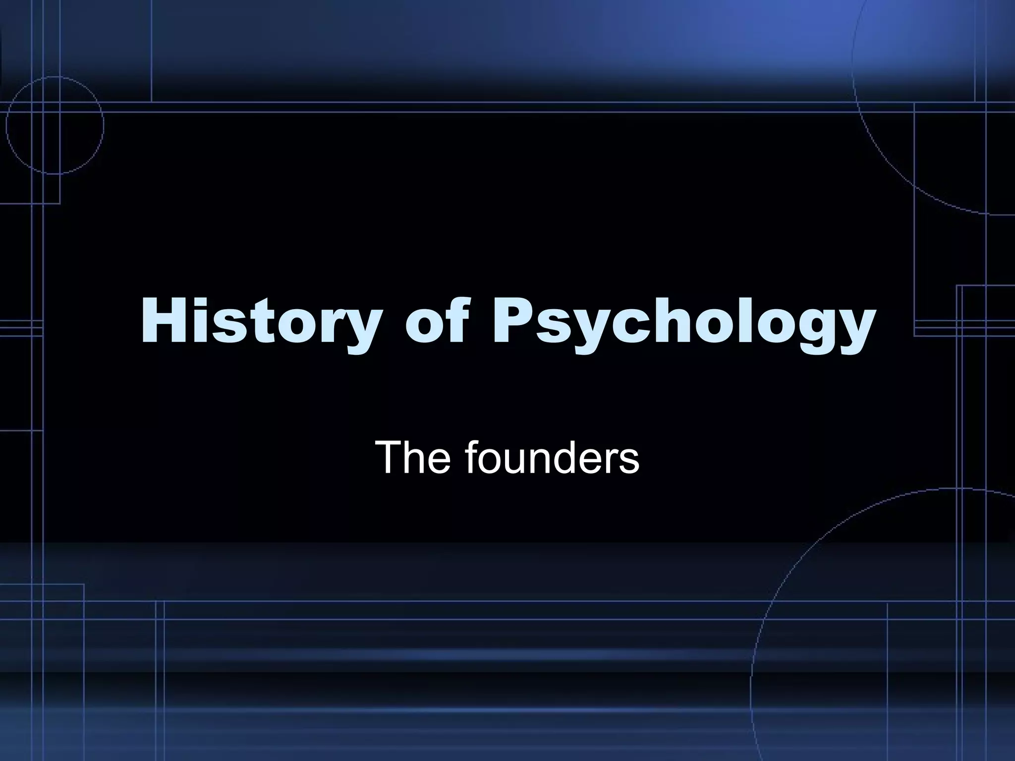 History of Psychology The founders 