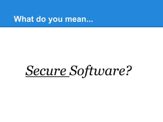 What do you mean...
Secure Software?
 