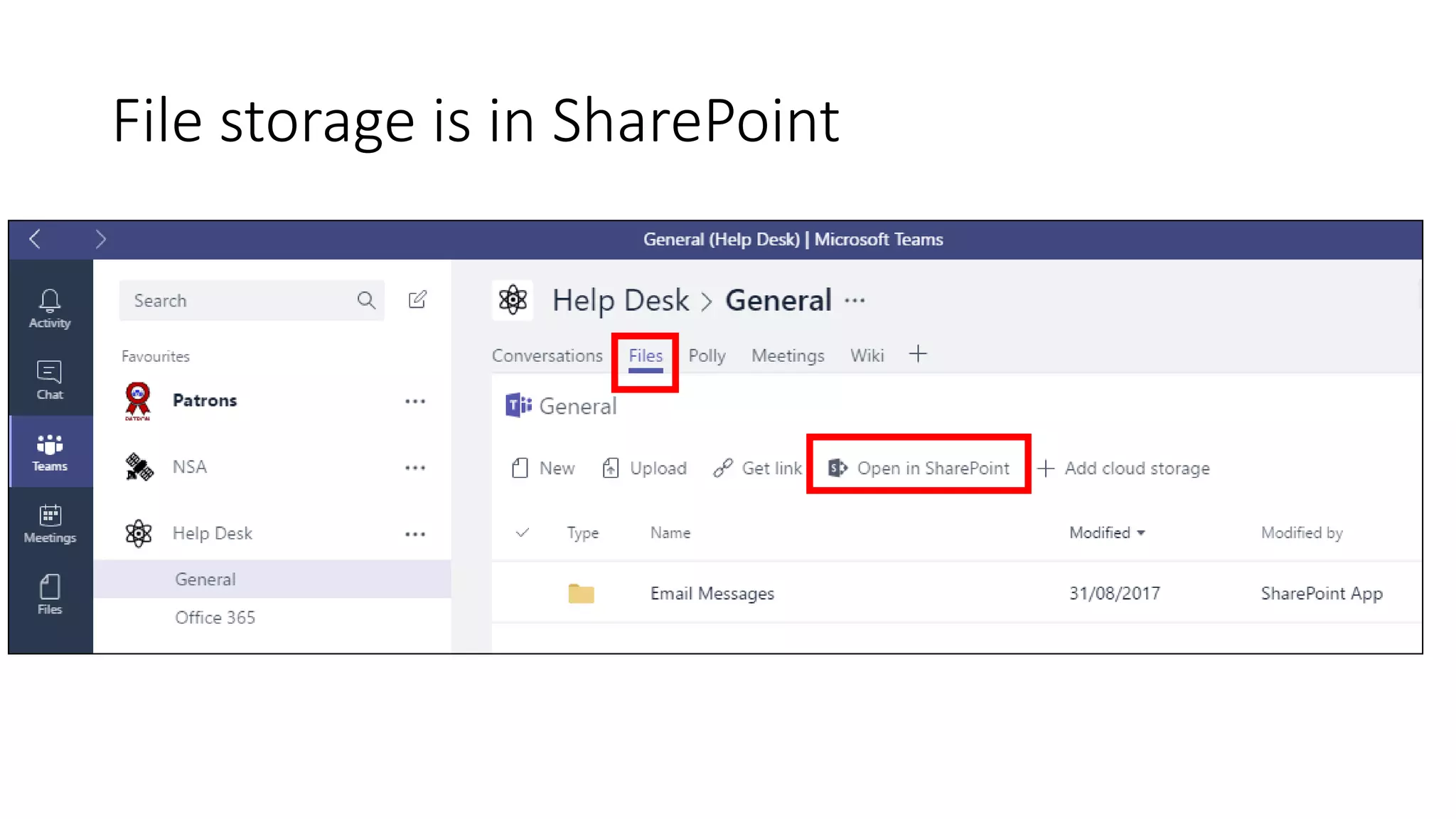 File storage is in SharePoint
 