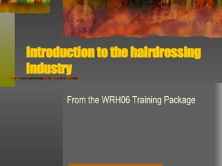 Introduction to the hairdressing industry From the WRH06 Training Package 