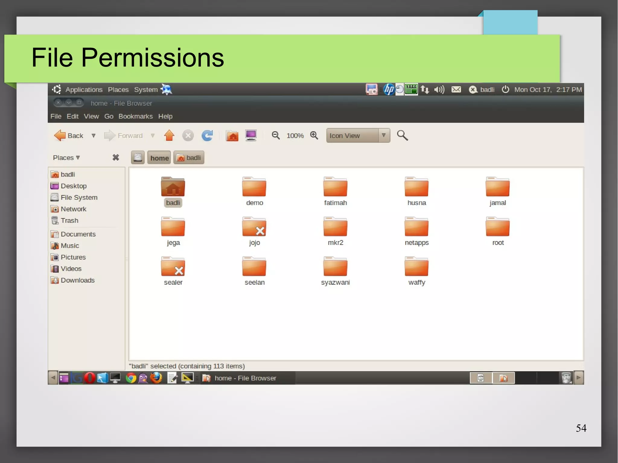 File Permissions

54

 