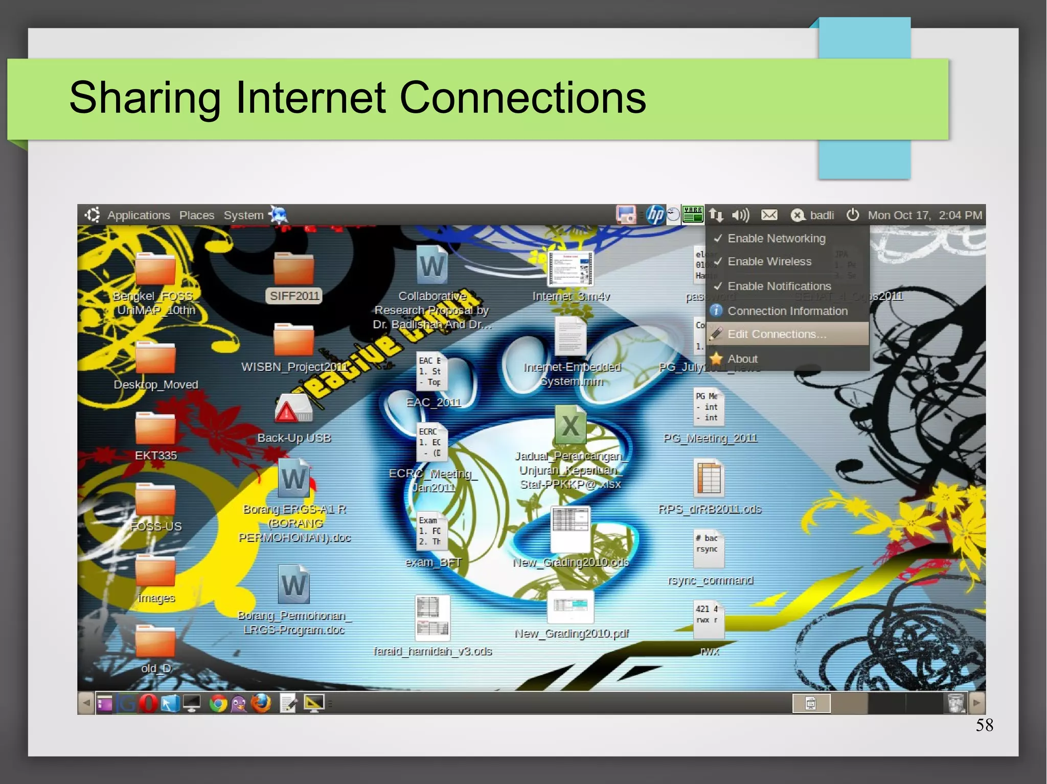 Sharing Internet Connections

58

 