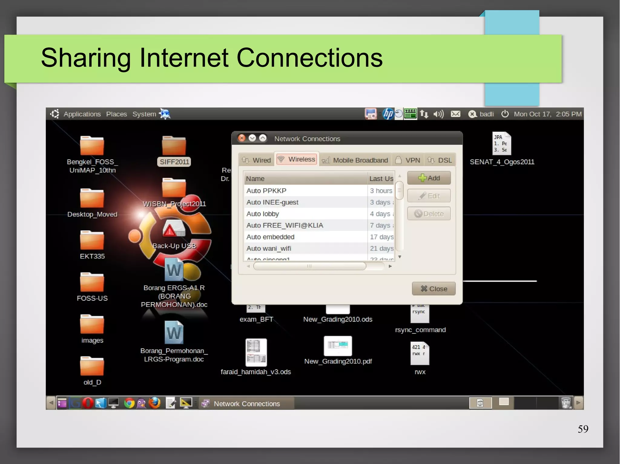Sharing Internet Connections

59

 