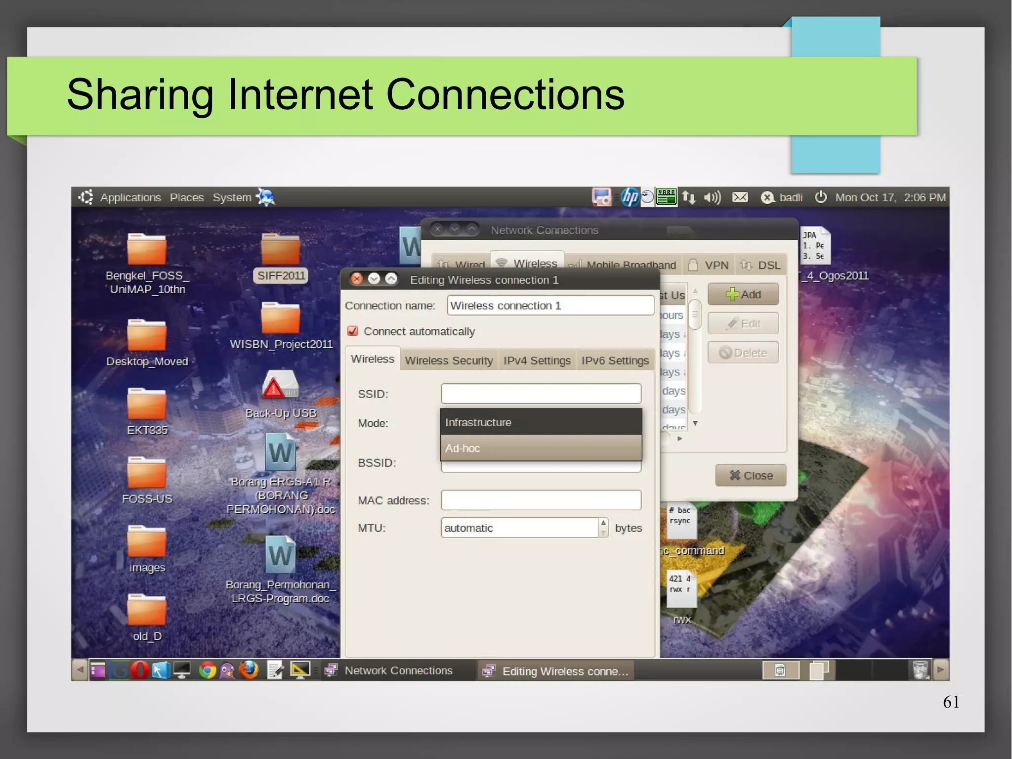 Sharing Internet Connections

61

 