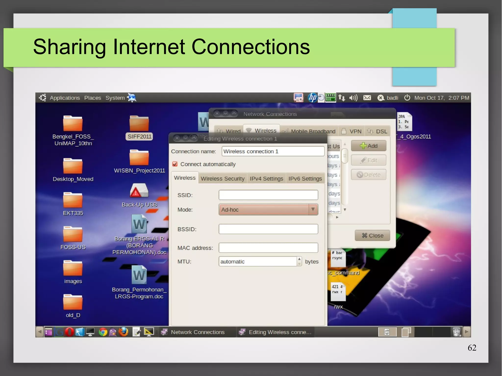 Sharing Internet Connections

62

 
